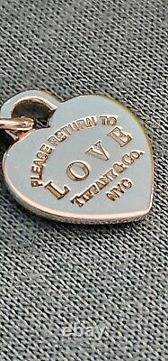 Tiffany & Co Blue Enamel Love Heart Return To Toggle 6-1/2 Bracelet Silver 925