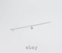 Tiffany & Co. Blue Enamel Return to Heart Bracelet 6.7 Silver 925 Auth k1053