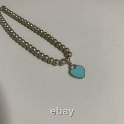 Tiffany & Co. Blue Enamel Return to Heart Mini Ball Bead Bracelet