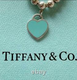 Tiffany & Co. Blue Enamel Return to Heart Mini Ball Bead Bracelet A1