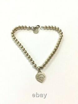 Tiffany & Co. Blue Enamel Return to Tiffany Mini Heart Bracelet Silver 925