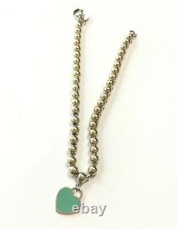 Tiffany & Co. Blue Enamel Return to Tiffany Mini Heart Bracelet Silver 925