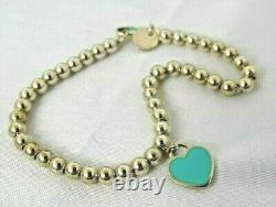 Tiffany & Co. Blue Enamel Return to Tiffany Mini Heart Bracelet Silver 925
