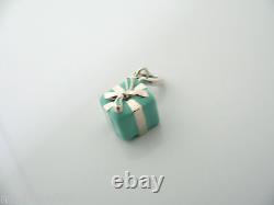 Tiffany & Co Blue Enamel Signature Gift Box Charm 4 Necklace Bracelet Silver