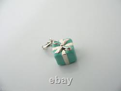 Tiffany & Co Blue Enamel Signature Gift Box Charm 4 Necklace Bracelet Silver