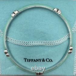 Tiffany & Co. Blue Enamel Signature X Kiss Love 7.5 Bangle Bracelet Silver