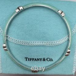 Tiffany & Co. Blue Enamel Signature X Kiss Love 7.5 Bangle Bracelet Silver