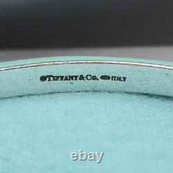 Tiffany & Co. Blue Enamel Signature X Kiss Love 7.5 Bangle Bracelet Silver