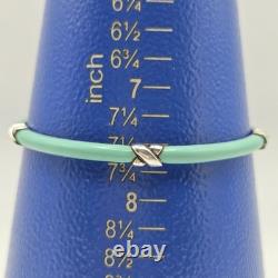 Tiffany & Co. Blue Enamel Signature X Kiss Love 7.5 Bangle Bracelet Silver