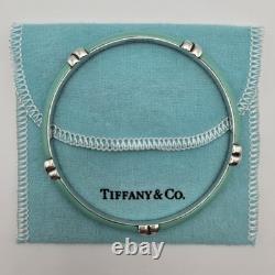 Tiffany & Co. Blue Enamel Signature X Kiss Love 7.5 Bangle Bracelet Silver