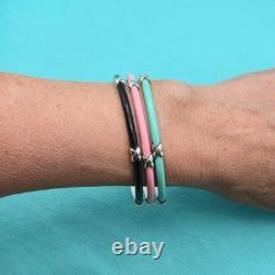 Tiffany & Co. Blue Enamel Signature X Kiss Love 7.5 Bangle Bracelet Silver