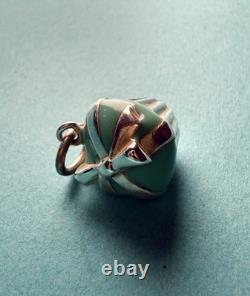 Tiffany Co Blue Enamel Silver Cupcake Charm Pendant For Necklace & Bracelet 4.4g