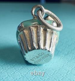 Tiffany Co Blue Enamel Silver Cupcake Charm Pendant For Necklace & Bracelet 4.4g