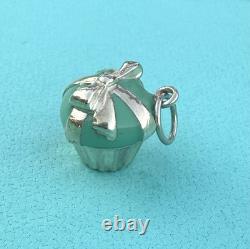 Tiffany Co Blue Enamel Silver Cupcake Charm Pendant For Necklace & Bracelet READ