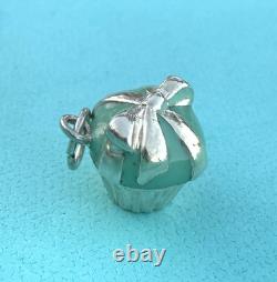Tiffany Co Blue Enamel Silver Cupcake Charm Pendant For Necklace & Bracelet READ