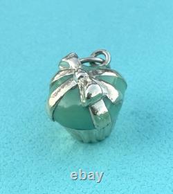 Tiffany Co Blue Enamel Silver Cupcake Charm Pendant For Necklace & Bracelet READ
