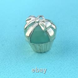 Tiffany Co Blue Enamel Silver Cupcake Charm Pendant For Necklace & Bracelet READ