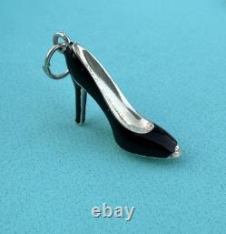 Tiffany Co Blue Enamel Silver High Heel Stiletto Pendant For Necklace & Bracelet