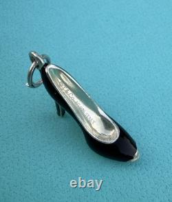 Tiffany Co Blue Enamel Silver High Heel Stiletto Pendant For Necklace & Bracelet