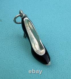 Tiffany Co Blue Enamel Silver High Heel Stiletto Pendant For Necklace & Bracelet