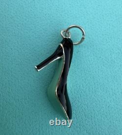 Tiffany Co Blue Enamel Silver High Heel Stiletto Pendant For Necklace & Bracelet