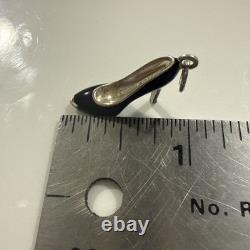Tiffany Co Blue Enamel Silver High Heel Stiletto Pendant For Necklace & Bracelet