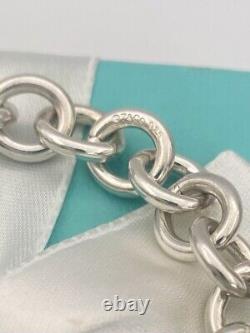 Tiffany & Co Blue Enamel & Silver Return To Tiffany Heart Tag Link Bracelet 7