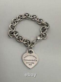 Tiffany & Co Blue Enamel & Silver Return To Tiffany Heart Tag Link Bracelet 7