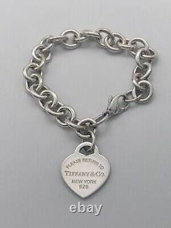 Tiffany & Co Blue Enamel & Silver Return To Tiffany Heart Tag Link Bracelet 7