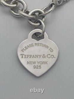 Tiffany & Co Blue Enamel & Silver Return To Tiffany Heart Tag Link Bracelet 7