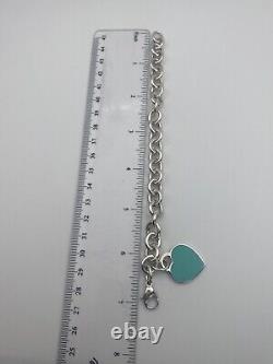 Tiffany & Co Blue Enamel & Silver Return To Tiffany Heart Tag Link Bracelet 7