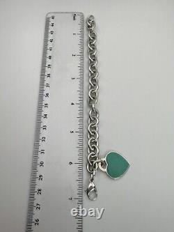 Tiffany & Co Blue Enamel & Silver Return To Tiffany Heart Tag Link Bracelet 7