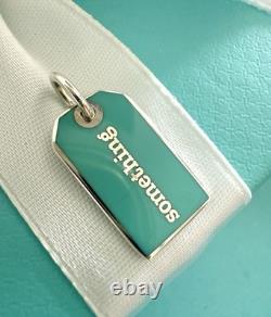 Tiffany Co Blue Enamel Silver Something Tag Charm Pendant 4 Necklace & Bracelet