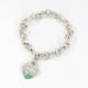 Tiffany & Co. Blue Enamel Splash Heart Chain Bracelet 7 Silver 925 Auth Withbag
