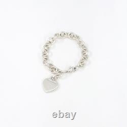 Tiffany & Co. Blue Enamel Splash Heart Chain Bracelet 7 Silver 925 Auth withBag