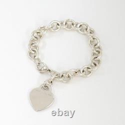 Tiffany & Co. Blue Enamel Splash Heart Chain Bracelet 7 Silver 925 Auth withBag