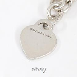 Tiffany & Co. Blue Enamel Splash Heart Chain Bracelet 7 Silver 925 Auth withBag