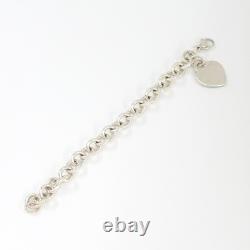 Tiffany & Co. Blue Enamel Splash Heart Chain Bracelet 7 Silver 925 Auth withBag