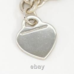 Tiffany & Co. Blue Enamel Splash Heart Chain Bracelet 7 Silver 925 Auth withBag