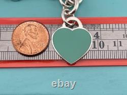 Tiffany & Co Blue Enamel Sterling Silver RETURN TO TIFFANY Heart Bracelet 7.5