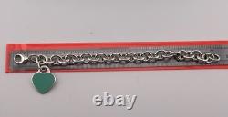 Tiffany & Co Blue Enamel Sterling Silver RETURN TO TIFFANY Heart Bracelet 7.5