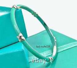 Tiffany & Co Blue Enamel X Kiss Love Bangle Sterling Silver 7.5in Gift w Box 21C