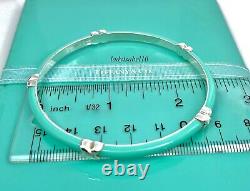 Tiffany & Co Blue Enamel X Kiss Love Bangle Sterling Silver 7.5in Gift with Box
