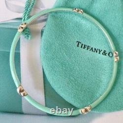 Tiffany & Co Blue Enamel X Kiss Love Bangle Sterling Silver 8 Inches