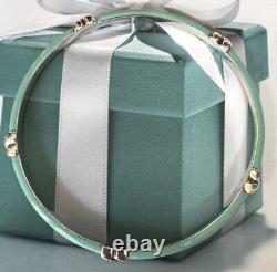 Tiffany & Co Blue Enamel X Kiss Love Bangle Sterling Silver 8 Inches