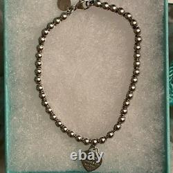 Tiffany & Co Blue Heart Tag Bead Bracelet Size 7 inches With original packaging