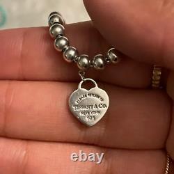 Tiffany & Co Blue Heart Tag Bead Bracelet Size 7 inches With original packaging