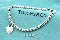Tiffany & Co. Bracelet Mini Bead Heart Tag Return To Blue Enamel Sterling Silver