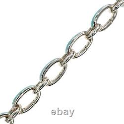 Tiffany &Co. Clasping Link Chain Bracelet AG925 Silver Blue Enamel 21cm With Box