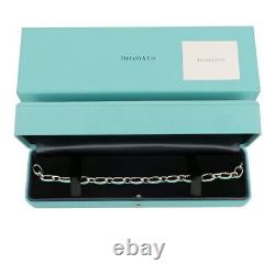 Tiffany &Co. Clasping Link Chain Bracelet AG925 Silver Blue Enamel 21cm With Box